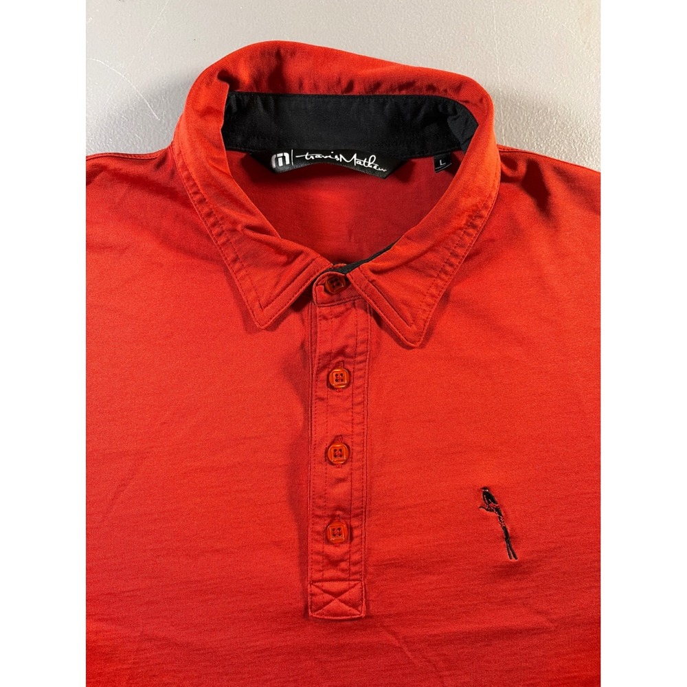 TravisMathew Polo Shirt Mens Large Red Short Sleeve Golf Performance Casual
